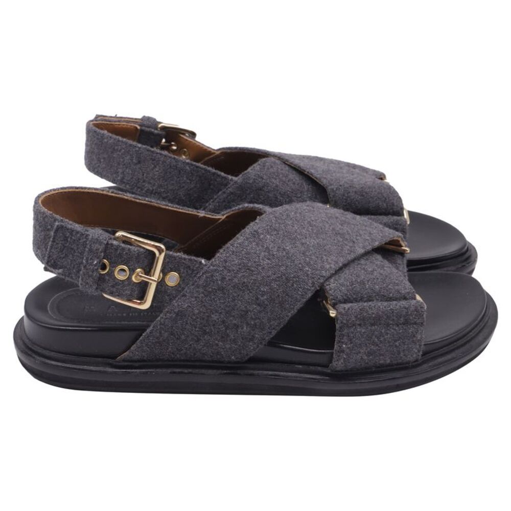 Marni Fussbett Slingback Sandals in Grey Wool
